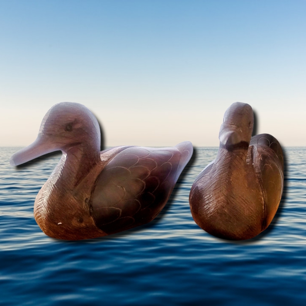 SOLD😁Mallard Ducks Vintage Pair Carved  Ironwood - Picture 2 of 12